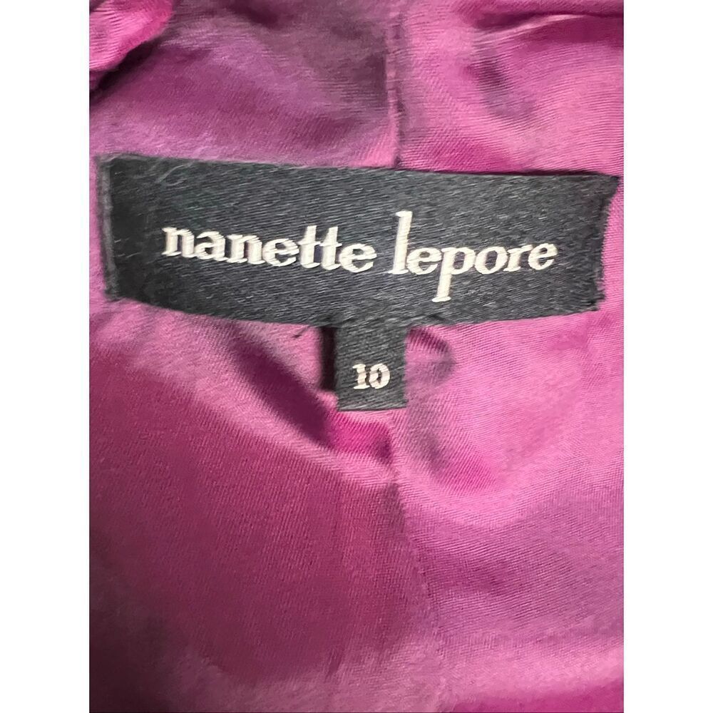 Nanette Lepore Womens Magenta Black Tweed Open Front Blazer Jacket Size 10 - Picture 5 of 9